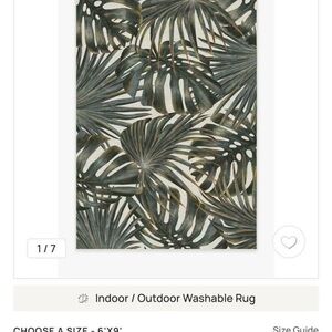 Tropical Leaf Indoor/Outdoor Washable Rug